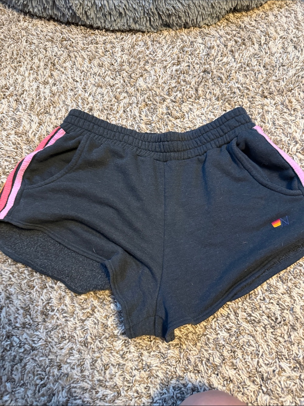 Aviator Nation Black Shorts with Rainbow Side Stripes - Picture 2 of 4